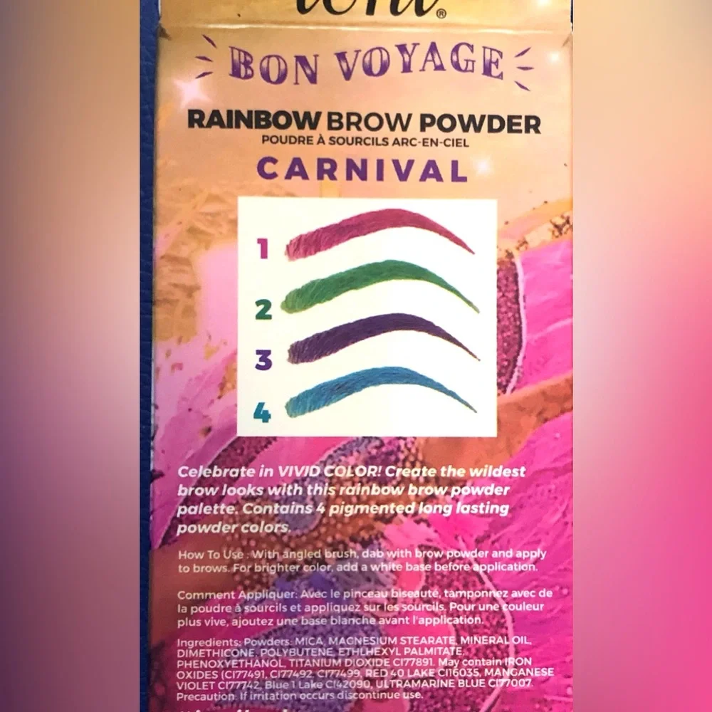 4quad Rainbow vibrant‎ carnival vibrant colors brow powder palette new Free